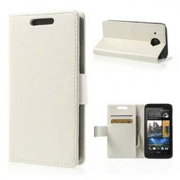 Кожен калъф с магнитна закопчалка за HTC Desire 601 Zara - бял