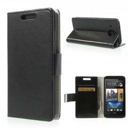 Кожен калъф с магнитна закопчалка за HTC Desire 601 Zara - черен