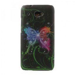 Твърд гръб с апликация от пеперуди за HTC Desire 601 Zara - черен