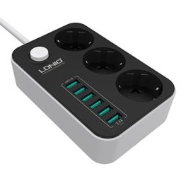 Разклонител с 3 гнезда и 6 USB порта за бързо зареждане LDNIO SE3631