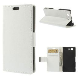Кожен калъф с метална закопчалка за Sony Xperia Z3 Compact - бял