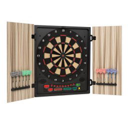 KLARFIT Dartmaster 180, бежов, дартс, автомат за дартс, мек връх, врата (DRB-Dartmaster180)