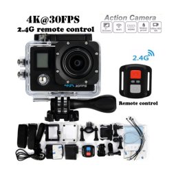 Екшън камера GoPlus 4K50, 4K Ultra HD, 2 инчов дисплей, 170° лещи, Водоустойчив, WiFI, Дистанционно, 2 дисплея