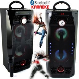 Мощна караоке колона QS-36 с Bluetooth, микрофон, цветомузика и радио