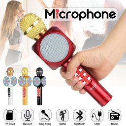 Светещ Безжичен Блутут Караоке Микрофон с вграден говорител Wster WS-1816