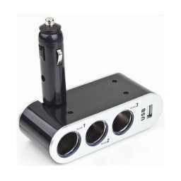 Разклонител на запалка 3 гнезда + 1 USB WF-0100