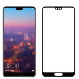 Стъклен протектор за целият екран за Huawei P20 черен 3D