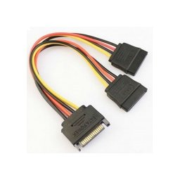 Захранващ кабел, SATA към 2xSATA, кабел за HDD, 0.12m, 4-Pin към 2xSATA, 15-Pin HDD, преходник,сплитер