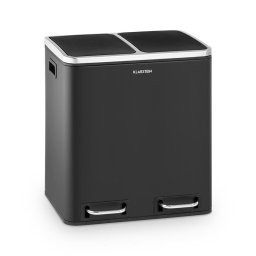 Klarstein Trash Gordon, кошче за боклук с педали, 30 l / 2 x 15 l, тих, PP, тих, неръждаема стомана, черен (KG11-Trashbin30 BL)