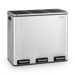 Klarstein Grandmaster Trash, кошче за отпадъци с педали, 54 l/3 x 18 l, тих, РР, неръждаема стомана (KG11-Trashbin 54L SS)