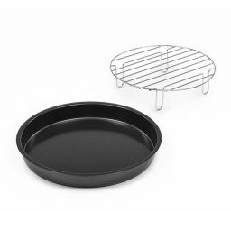 Klarstein AeroVital Cube Chef, чиния за пица, висока скара, аксесоар, неръждаема стомана (OV12-AV Fry Set)
