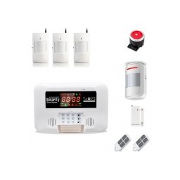 IP-AP029-4 - безжична, GSM аларма за дома, 2.6" LCD дисплей, клавиатура, чувствителна на допир, 4 обемни датчика за движение, 1 МУК за врата, 2 дистанционни