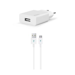Зарядно 220V SmartCharger USB Travel Charger, 2.1A, incl. Type C Cable - Бяло,116904