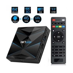 Мултимедиен плеър за гледане на безплатна ТВ и филми TV Box HK1, 4K, Android 9.0, Penta-Core mali-450, SDRAM 2GB, FLASH 16B, WiFi