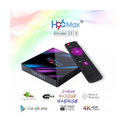 Мултимедиен плеър за гледане на безплатна ТВ и филми TV Box H96 MAX, 4K, Android 9.0, Penta-Core mali-450, SDRAM 4GB, FLASH 16B, WiFi