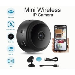 Мини шпионска камера Smart Technology IP Cam, WiFi, Нощно виждане, Детектор за движение, Черна