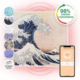 Klarstein Wonderwall Air Art Smart, инфрачервен нагревател, 60 х 60 см, 350 W, апликация, вълна (HTR10-WdwlS350W Wave)