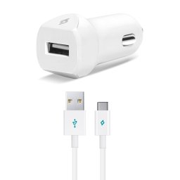 Зарядно за кола 12V SpeedCharger USB In-Car Charger, 2,1A, incl, Type C Cable - Бяло, 117563