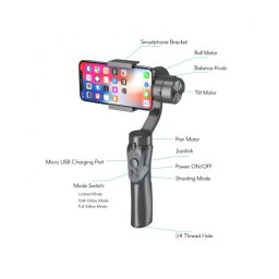 Ръчен стабилизатор за телефон Stabilized Gimbal H4, Контрол на увеличението, Авто проследяване