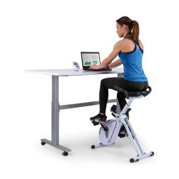 Capital Sports Azura Desk Bike, домашен тренажор, 7,5 кг маховик, ремъчно задвижване (FIT4-AzuraDeskWHT)