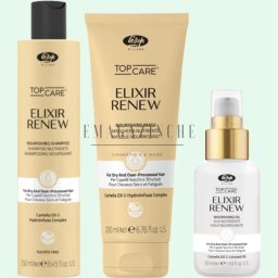 Lisap Сет Top Care Elixir Renew с масло от камелия, хидролизирани овесени протеини и екстракт от моринга за стресирана,увредена и третирана коса(250мл+250мл+50мл)