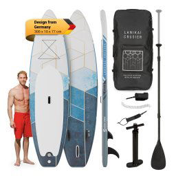 Capital Sports Lanikai Cruiser 9.8, надуваем падъл борд, комплект със SUP дъска, 305 х 77 х 10 (WTR1-LaniCru9.8g/w)