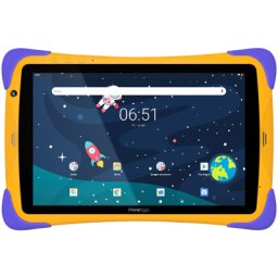 Prestigio SmartKids UP, 10.1" (1280*800) IPS display, Android 10 (Go edition), up to 1.5GHz Quad Core RK3326 CPU, 1GB + 16GB, BT 4.0, WiFi, 0.3MP front cam + 2.0MP rear cam, USB Type-C, microSD card slot, 6000mAh battery. Color: orange-violet