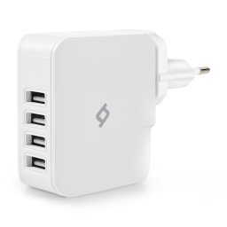 Зарядно Quattro USB Travel Charger, 5.1A, 4 USB Port, без кабел - Бяло