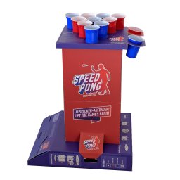 BeerCup Bounce, стълб за игра на speedpong, компактен картон, 6 сини и червени чаши, включително 2 топчета (400)