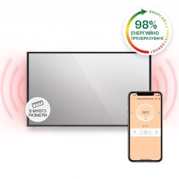 Klarstein La Palma 1000 smart, отоплител, 2 in 1, инфрачервен, 120x60 см, 1000W, Огледална предна част (HTR10-LaPalmaS1000B)