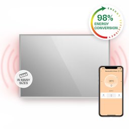 Klarstein La Palma 750 smart отоплител 2 in 1 Инфрачервен конвектор 85x60 см 500W огледална предна част (HTR10-LaPalmaS750Sv)