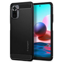 Силиконов калъф кейс Spigen Rugged Armor за Xiaomi Redmi Note 10 / Redmi Note 10S, Черен