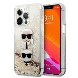 Силиконов калъф кейс Karl Lagerfeld KLHCP13LKICGLD iPhone 13 Pro, Gold Glitter Karl and Choupette