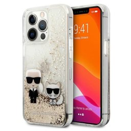 Силиконов калъф кейс Karl Lagerfeld KLHCP13LGKCD iPhone 13 Pro, Gold Glitter Karl and Choupette
