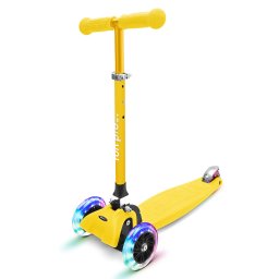 Fun pro Детска тротинетка ONE Deluxe 3-6 години LED колела сгъваем до 50 кг регулируема височина (fp-1-gelbdeluxe)