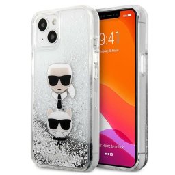 Силиконов калъф кейс Karl Lagerfeld KLHCP13SKICGLS iPhone 13 Mini, Silver Glitter Karl and Choupette