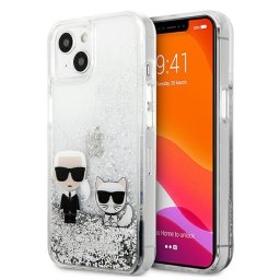 Силиконов калъф кейс Karl Lagerfeld KLHCP13SGKCS iPhone 13 Mini, silver hardcase Liquid Glitter Karl&Choupette