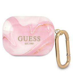 Силиконов калъф кейс Guess GUAPUNMP Marble Collection за Apple AirPods Pro, Розов