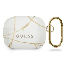 Силиконов калъф кейс Guess GUACAPTPUCHWH cover white Gold Chain Collection за Apple AirPods Pro