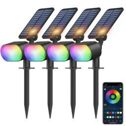 Bluetooth RGB LED Соларен Прожектор Novostella Музикален - 2бр/4бр Комплект