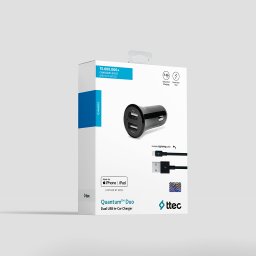 Зарядно ttec Quantum Duo USB In-Car Charger, 3.4A, incl. Lightning-USB Cable, Mfi - Черно
