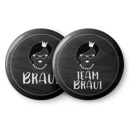 Spielehelden Значки Braut Vintage Моминско парти 12 значки 5,6 см. екстра големи Подарък за моминско парти (AMZBUTA028)