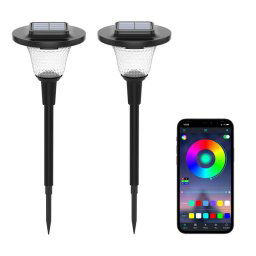 Bluetooth RGBW Лампи MustWin със Слънчево Захранване - 2бр Комплект