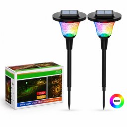 Соларни RGB Градински Лампи с Автоматична Смяна на Цветовете – 2 бр. Комплект