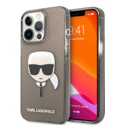 Калъф Karl Lagerfeld TPU Full Glitter Karl Head Case за iPhone 13 Pro - Черен