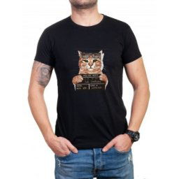 Мъжка черна тениска Gangsta Cat