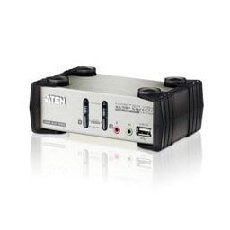 KVM суич Aten CS1732B, 2x USB Type A (ж), 1x HDB-15 (ж), 4x 3.5mm Audio Jack (ж) към 2x SPHD-15 (ж), 4x 3.5mm Audio Jack