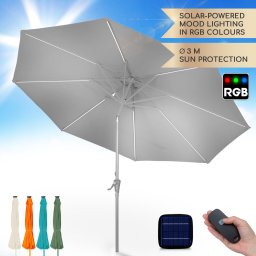 Blumfeldt Calais, чадър, LED, алуминиева рамка, полиестерно покритие, UV защита 50 (GDW8-CalaisLed-CG)