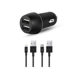 Зарядно 12V ttec SmartCharger Duo 3.1A In Car Charger с Lightning и Type-C Cable - Черно