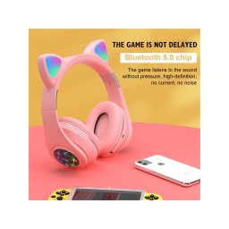 Безжични Bluetooth слушалки с уши M2 headset с уши розови